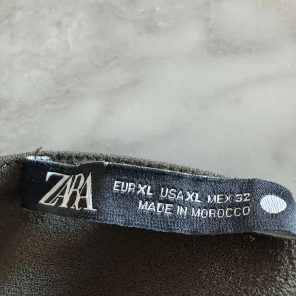 ZARA Olive Green Draped Midi Dress | Size XL - Picture 4 of 5